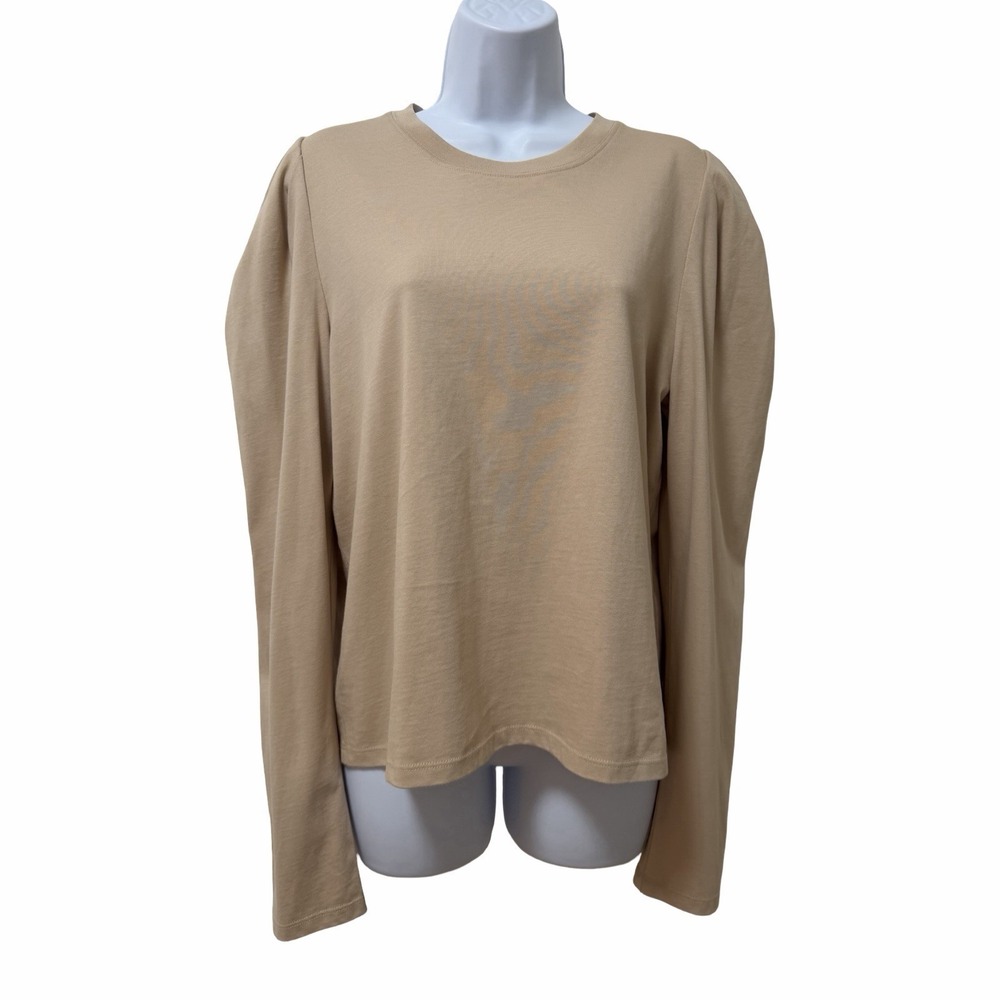 Frame Women Draped Femme Long Sleeve T Shirt Size XL Beige Minimalist Clean Girl